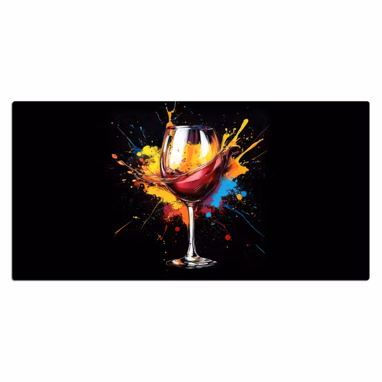 Wijn - Glas - Graffiti - Borrel - Rood - Verf Muismat XXL klein -3d_leeg