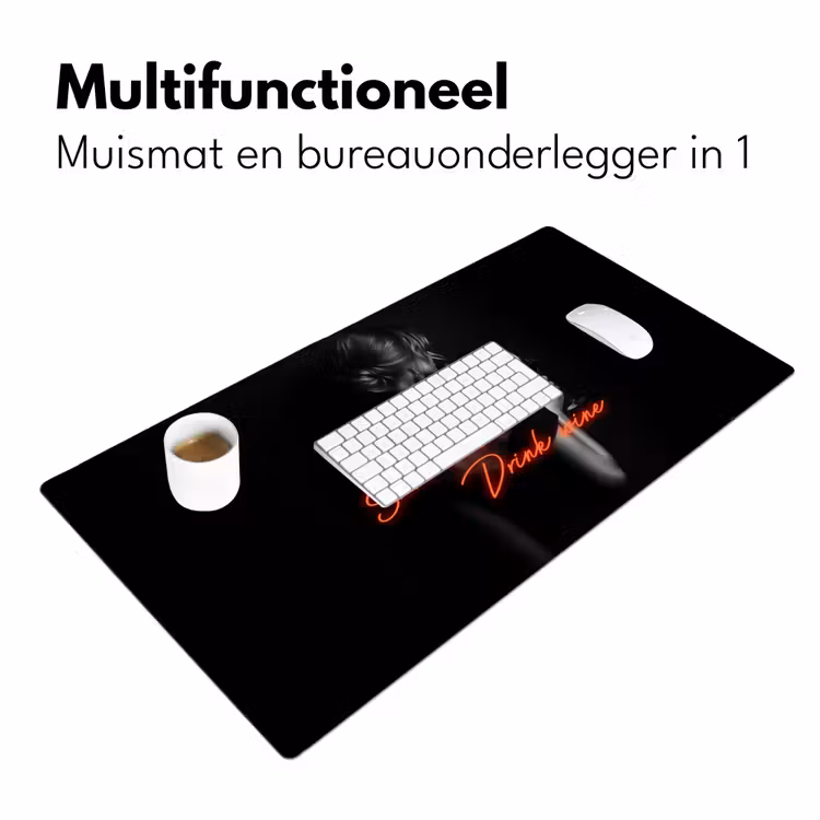 Wijn - Vrouw - Neon - Quote Muismat XXL klein -sfeer4