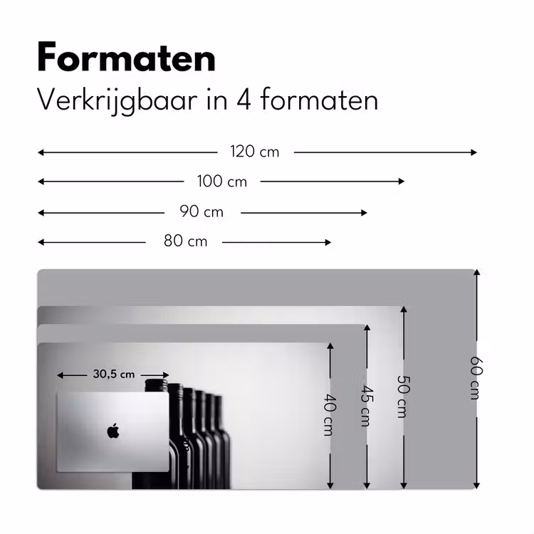 Wijnflessen - Zwart - Minimalistisch Muismat XXL klein -sfeer5