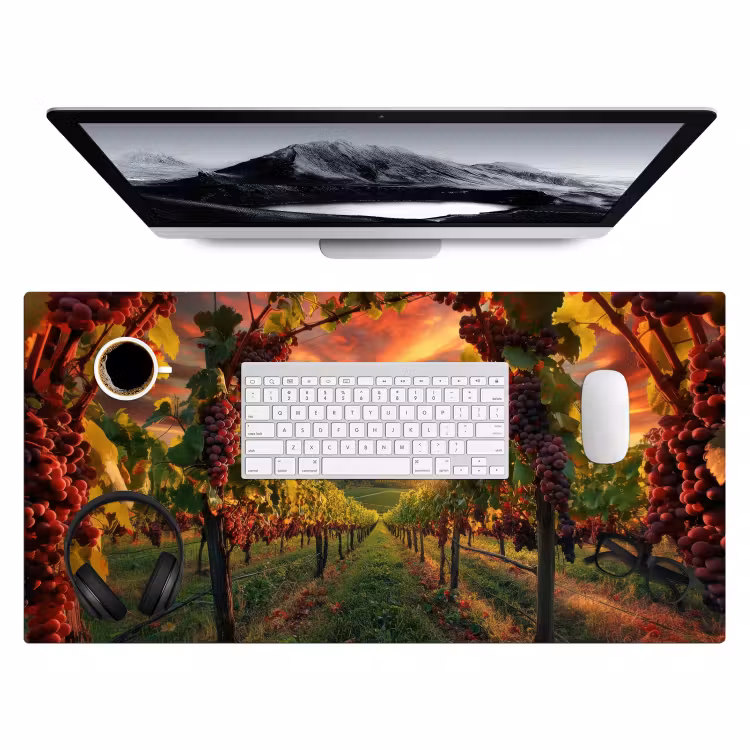 Wijngaard - Druiven - Zonsondergang Muismat XXL klein -3d