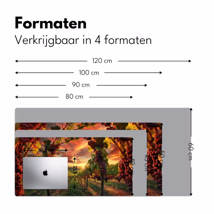 Wijngaard - Druiven - Zonsondergang Muismat XXL klein -sfeer5