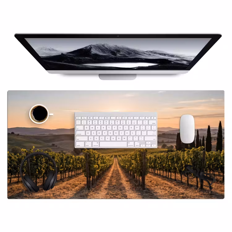 Wijngaard - Zonsondergang - Landschap Muismat XXL klein -3d
