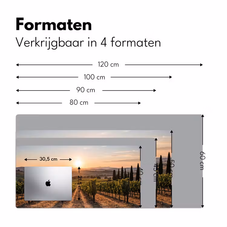 Wijngaard - Zonsondergang - Landschap Muismat XXL klein -sfeer5