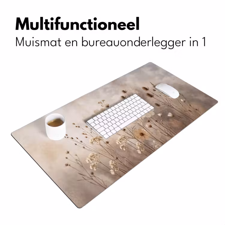 Wilde bloemen - Botanisch - Vintage - Natuur - Rustiek Muismat XXL klein -sfeer4
