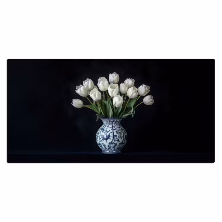 Wit - Bloemen - Tulpen - Vaas Muismat XXL klein -3d_leeg