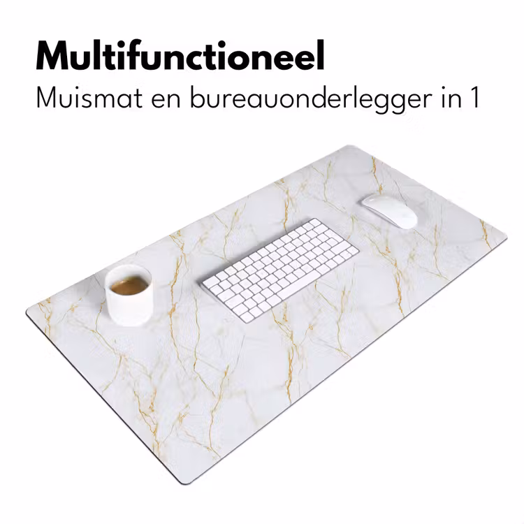 Wit - Marmer - Goud - Luxueus Muismat XXL klein 681 -sfeer4