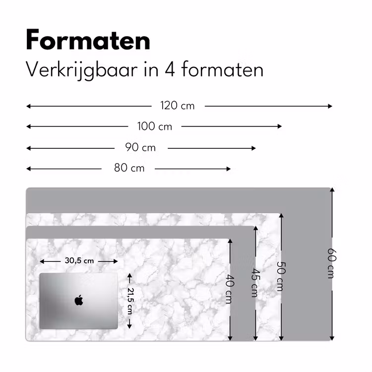 Wit - Marmer - Grijs Muismat XXL klein 681 -sfeer5