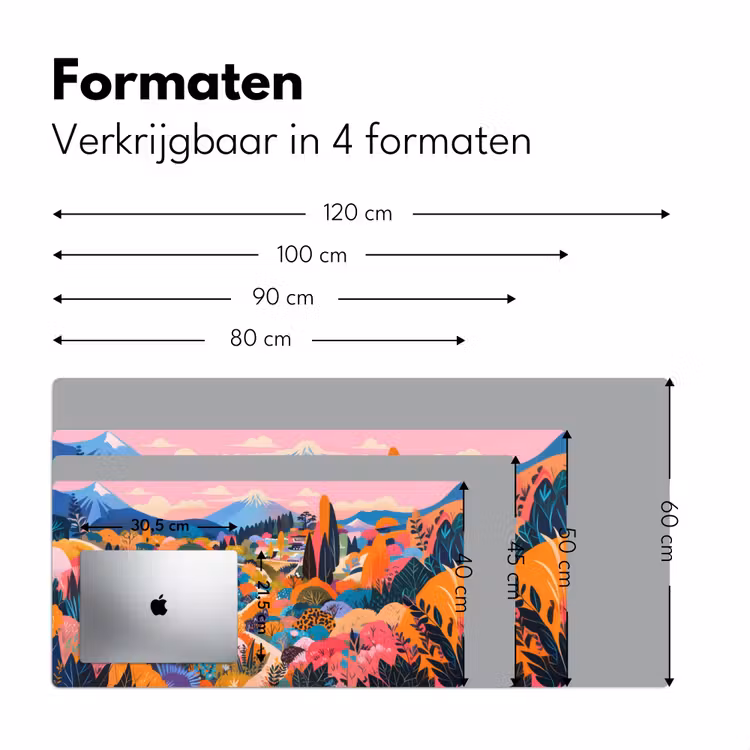 Witte bergtop - Modern - Kleurrijk Muismat XXL klein -sfeer5