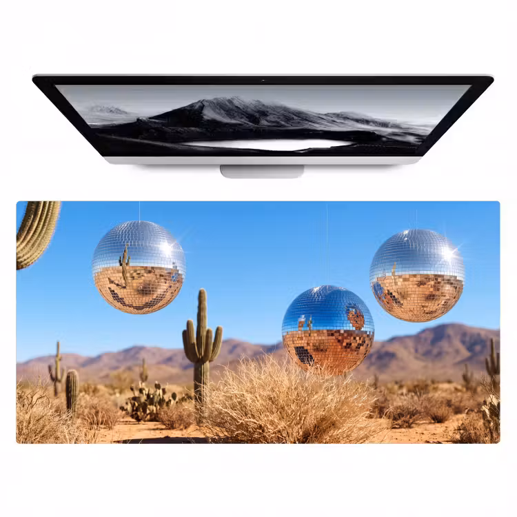 Bureau onderlegger - Woestijn - Spiegelbal - Kunst - Woestijn - Spiegelbal - Kunst Muismat XXL klein
