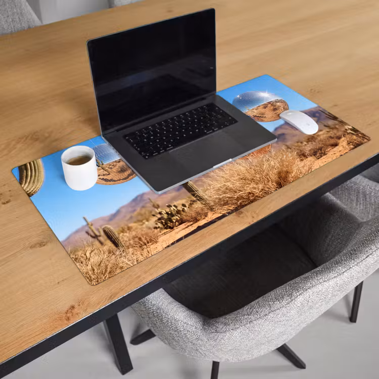 Bureau onderlegger - Woestijn - Spiegelbal - Kunst - Woestijn - Spiegelbal - Kunst Muismat XXL klein