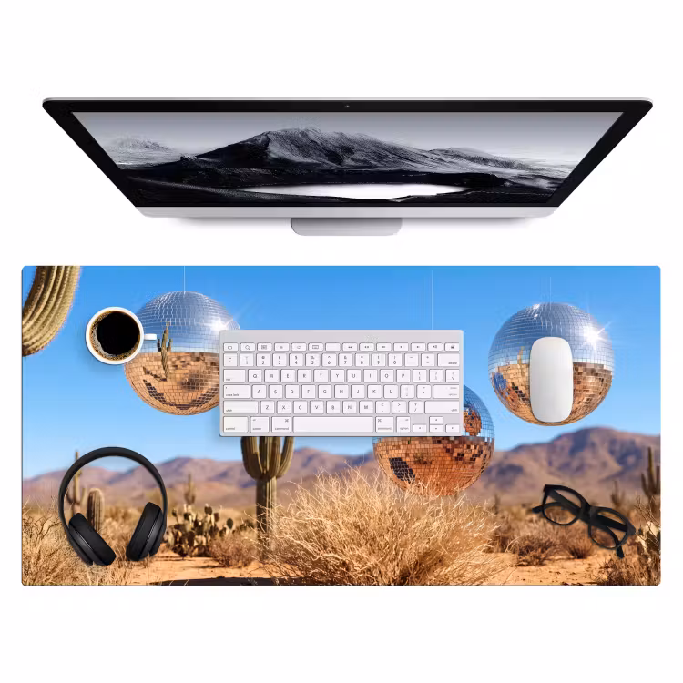 Bureau onderlegger - Woestijn - Spiegelbal - Kunst - Woestijn - Spiegelbal - Kunst Muismat XXL klein