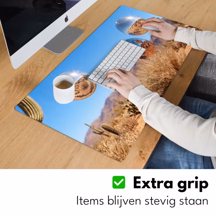 Bureau onderlegger - Woestijn - Spiegelbal - Kunst - Woestijn - Spiegelbal - Kunst Muismat XXL klein