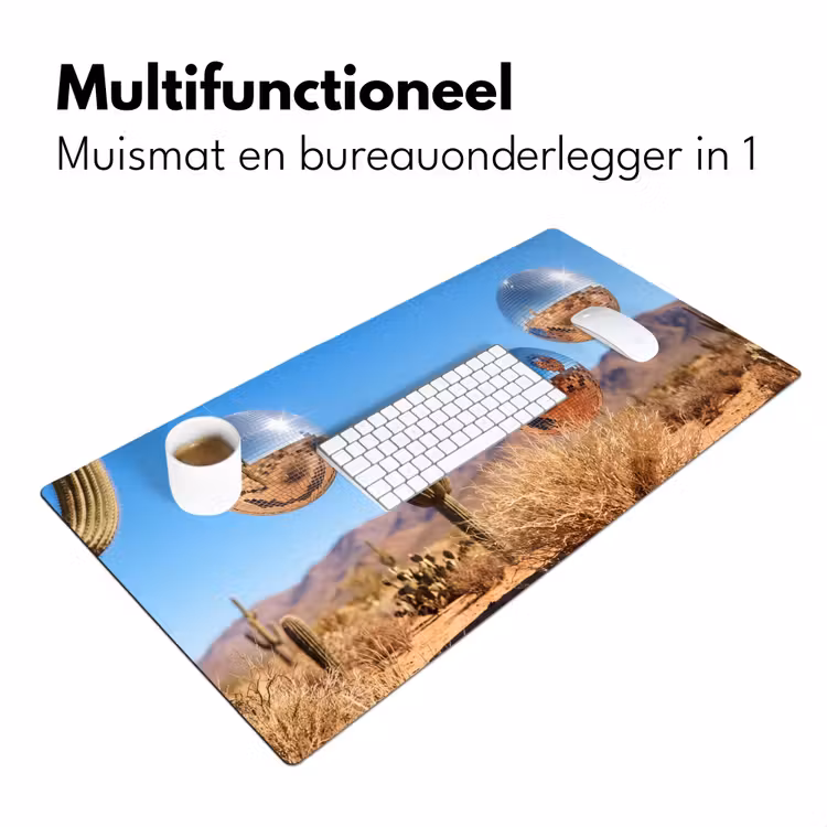 Bureau onderlegger - Woestijn - Spiegelbal - Kunst - Woestijn - Spiegelbal - Kunst Muismat XXL klein
