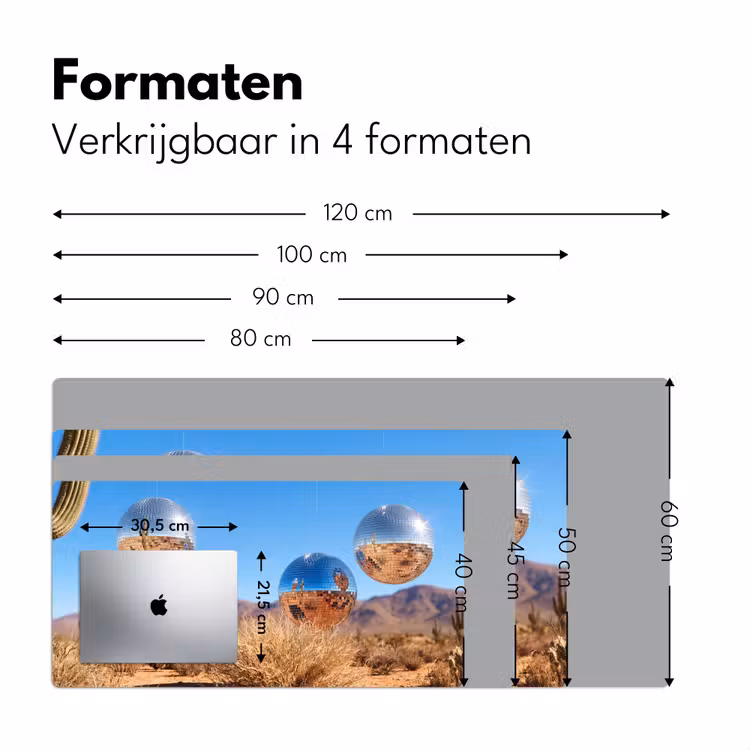 Bureau onderlegger - Woestijn - Spiegelbal - Kunst - Woestijn - Spiegelbal - Kunst Muismat XXL klein