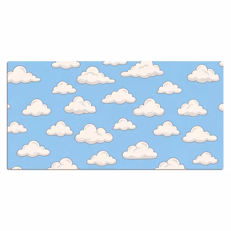 Wolk - Cartoon - Lucht - Blauw - Wit Muismat XXL klein -3d_leeg