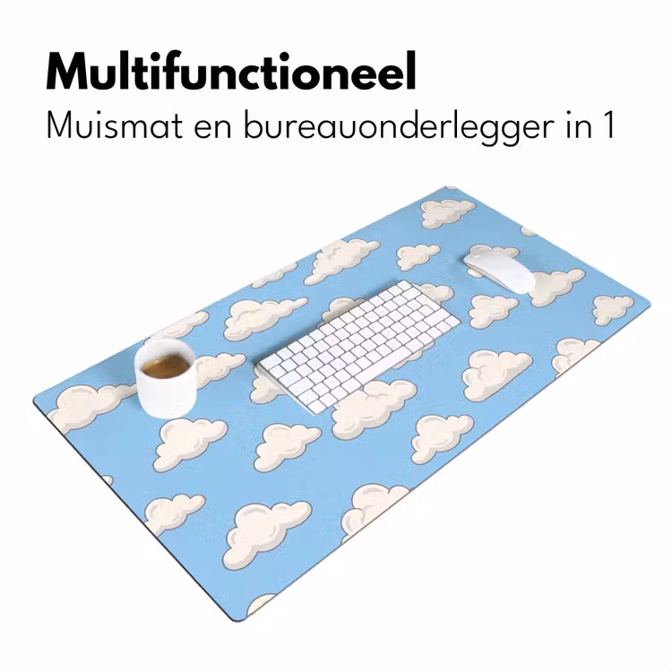 Wolk - Cartoon - Lucht - Blauw - Wit Muismat XXL klein -sfeer4