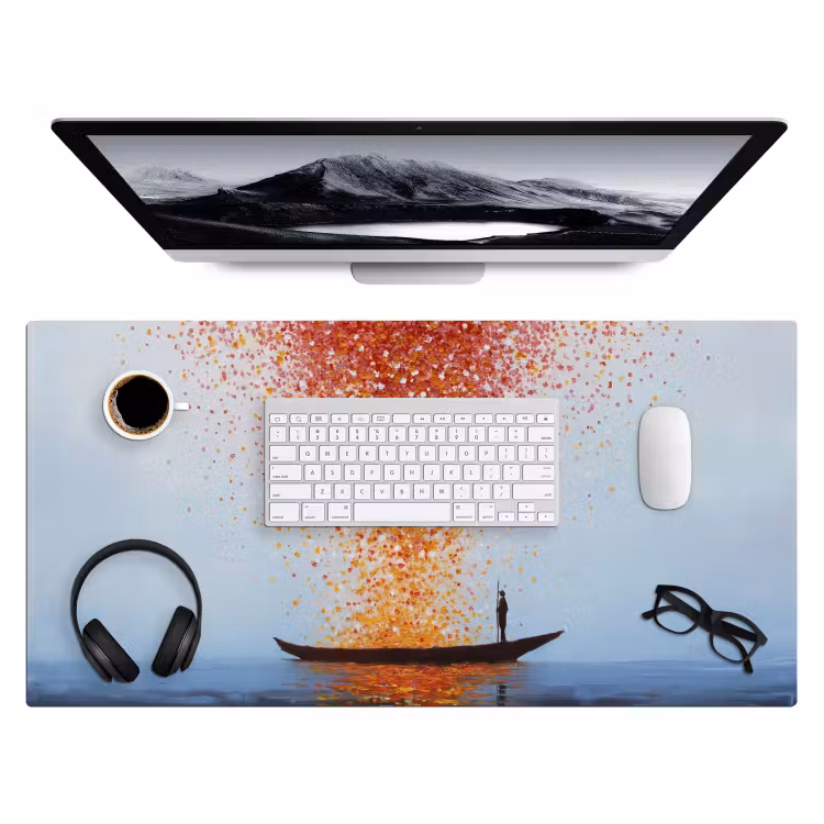 Wolk - Confetti - Boot - Wateroppervlakte Muismat XXL klein -3d