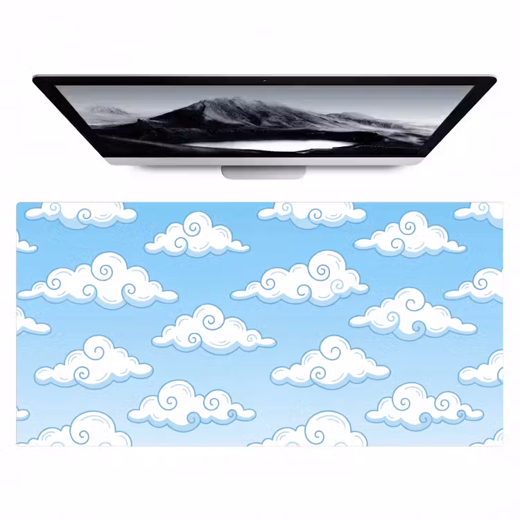Wolk - Lucht - Cartoon - Blauw - Wit Muismat XXL klein -zzz3d