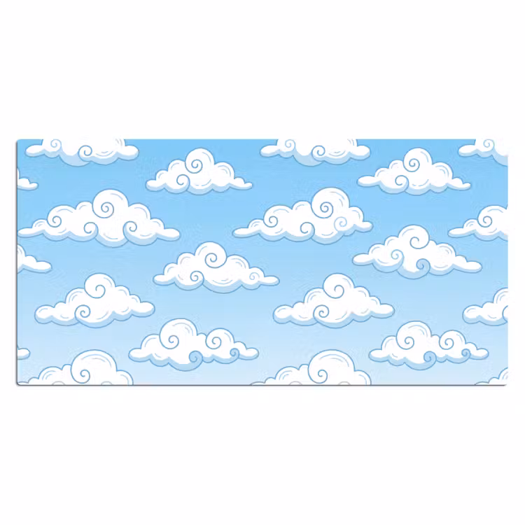 Wolk - Lucht - Cartoon - Blauw - Wit Muismat XXL klein -3d_leeg