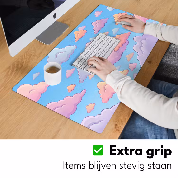 Wolk - Lucht - Natuur - Illustratie - Pastel Muismat XXL klein -sfeer3