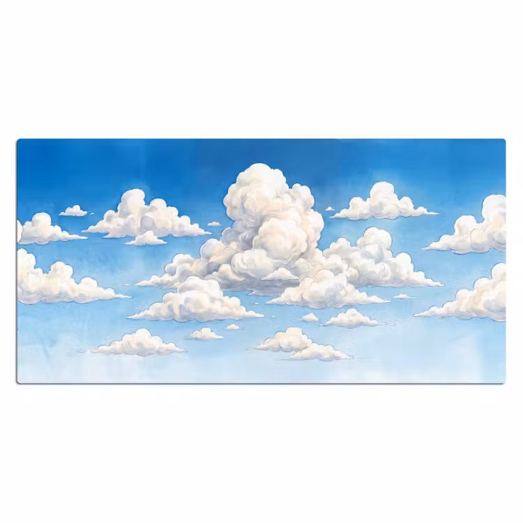 Wolken - Blauwe lucht - Natuur - Modern - Wit Muismat XXL klein -3d_leeg