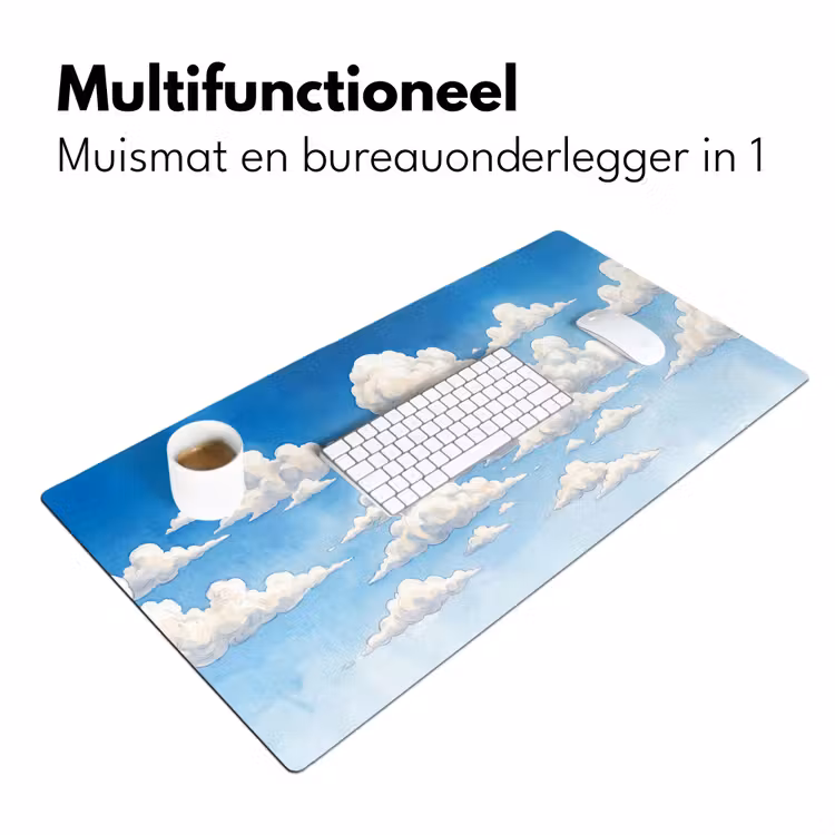 Wolken - Blauwe lucht - Natuur - Modern - Wit Muismat XXL klein -sfeer4