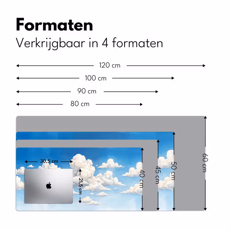 Wolken - Blauwe lucht - Natuur - Modern - Wit Muismat XXL klein -sfeer5
