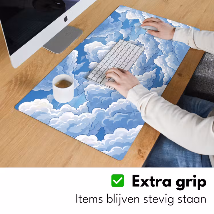 Wolken - Hemel - Abstract - Wit Muismat XXL klein -sfeer3