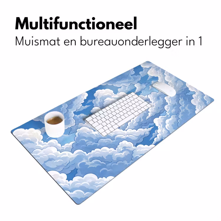 Wolken - Hemel - Abstract - Wit Muismat XXL klein -sfeer4