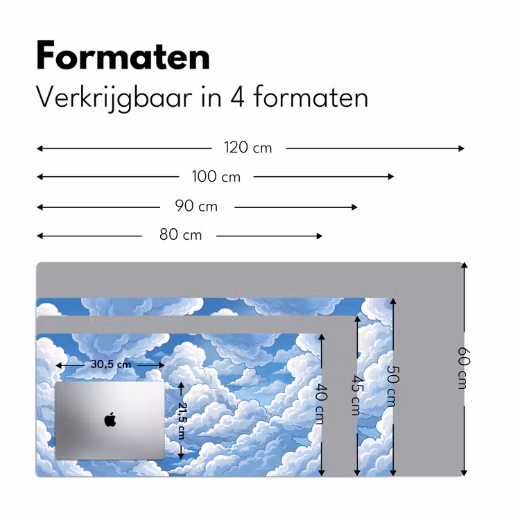 Wolken - Hemel - Abstract - Wit Muismat XXL klein -sfeer5
