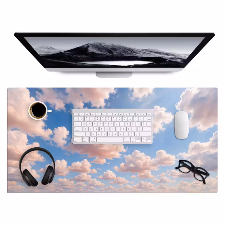 Wolken - Hemel - Natuur - Licht - Blauw Muismat XXL klein -3d