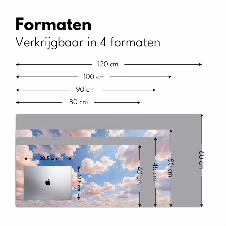 Wolken - Hemel - Natuur - Licht - Blauw Muismat XXL klein -sfeer5