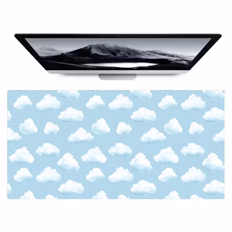 Wolken - Illustratie - Blauw Muismat XXL klein 681 -zzz3d