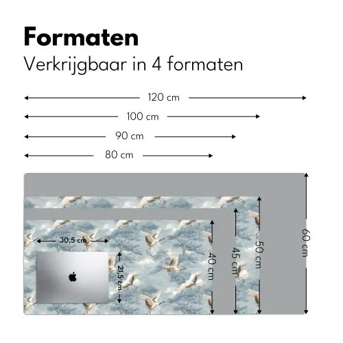 Wolken - Kraanvogels - Blauw Muismat XXL klein 681 -sfeer5