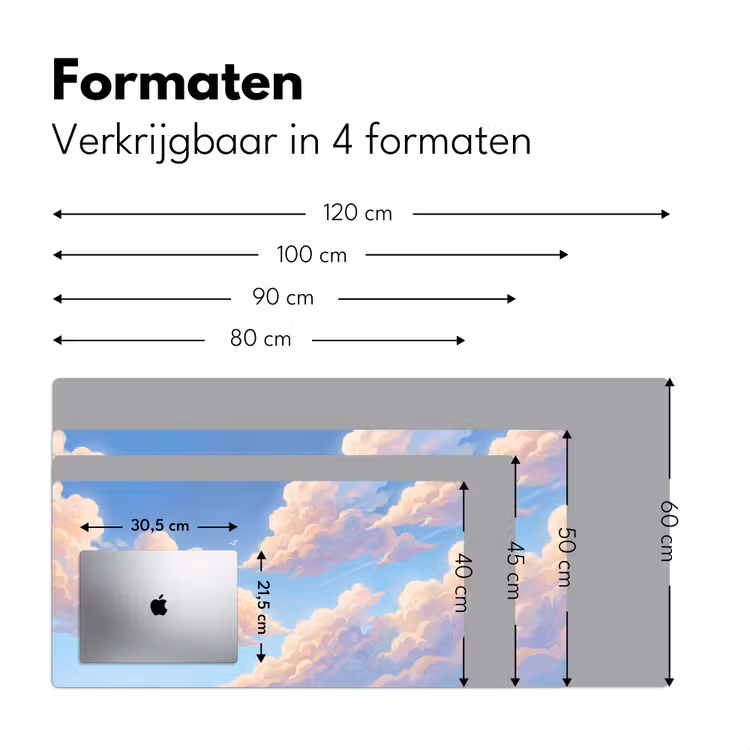 Wolken - Lucht - Natuur - Blauw Muismat XXL klein -sfeer5