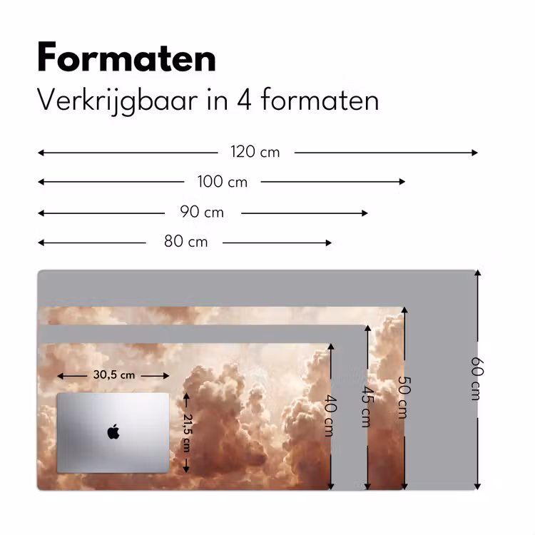 Wolken - Lucht - Natuur - Modern - Bruin Muismat XXL klein -sfeer5