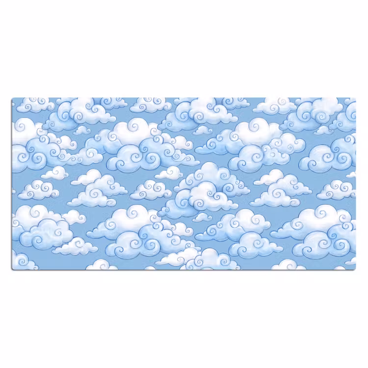 Wolken - Patroon - Hemel - Illustratie - Wit Muismat XXL klein -3d_leeg