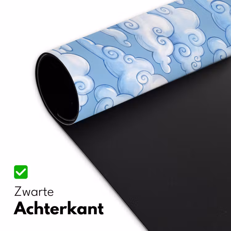 Wolken - Patroon - Hemel - Illustratie - Wit Muismat XXL klein -sfeer2