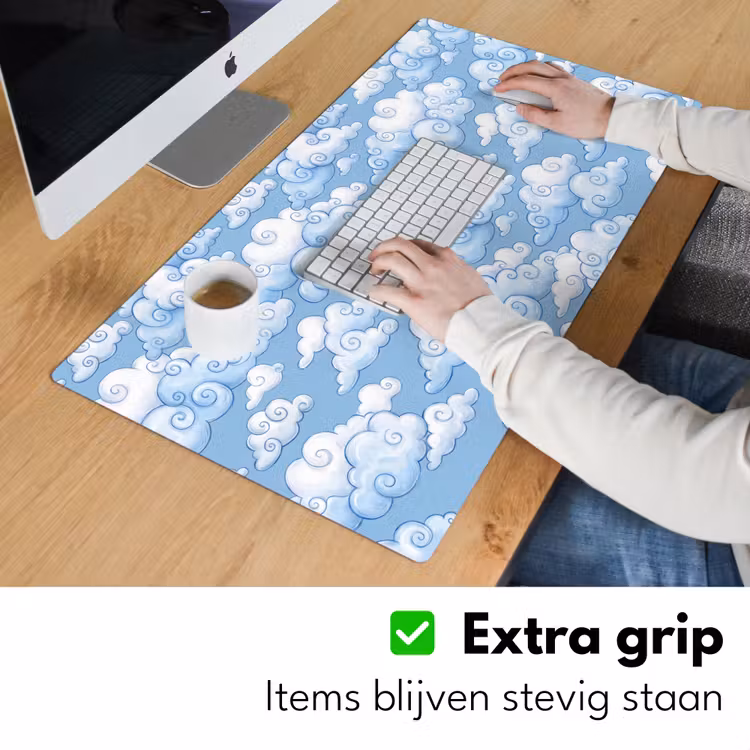Wolken - Patroon - Hemel - Illustratie - Wit Muismat XXL klein -sfeer3