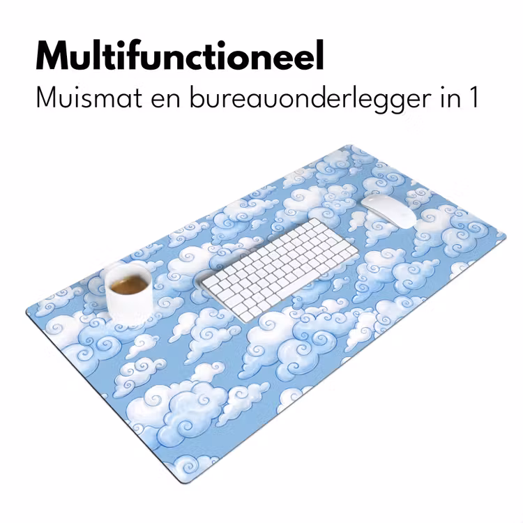 Wolken - Patroon - Hemel - Illustratie - Wit Muismat XXL klein -sfeer4