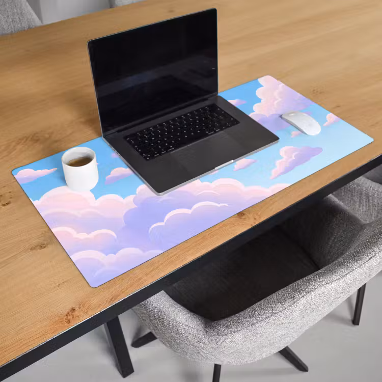 Wolken - Roze - Blauw - Natuur - Modern Muismat XXL klein -sfeer1