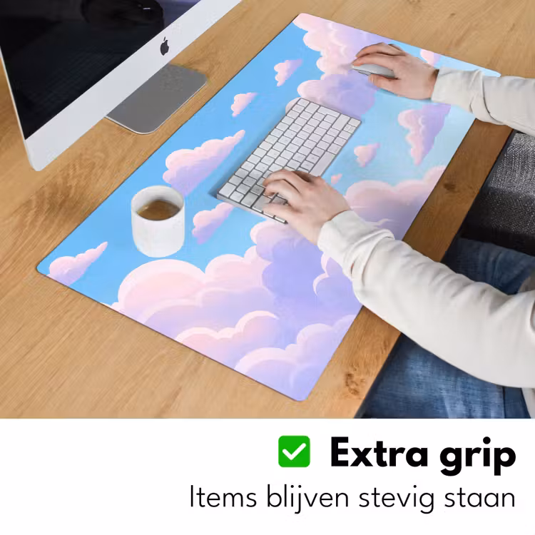 Wolken - Roze - Blauw - Natuur - Modern Muismat XXL klein -sfeer3