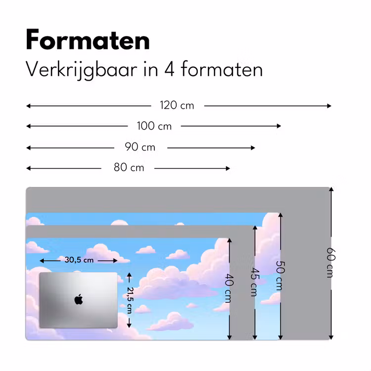 Wolken - Roze - Blauw - Natuur - Modern Muismat XXL klein -sfeer5