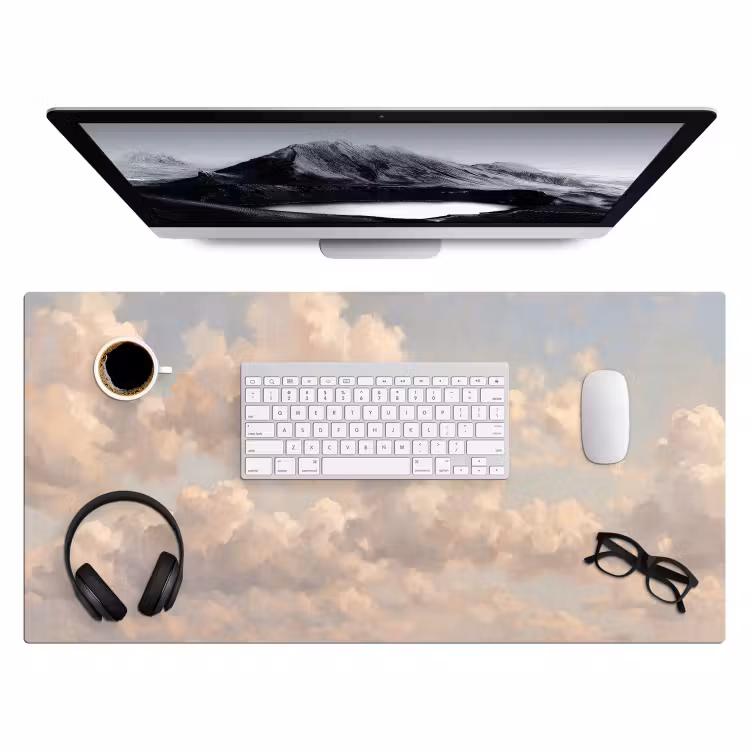 Wolken - Zacht - Natuur - Klassiek - Beige Muismat XXL klein -3d