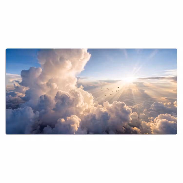 Wolken - Zonnestralen - Natuur - Wit Muismat XXL klein -3d_leeg