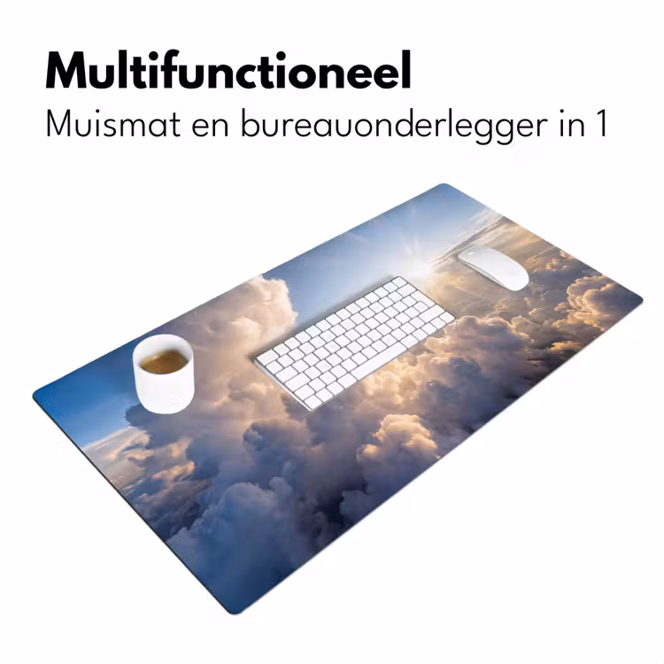 Wolken - Zonnestralen - Natuur - Wit Muismat XXL klein -sfeer4