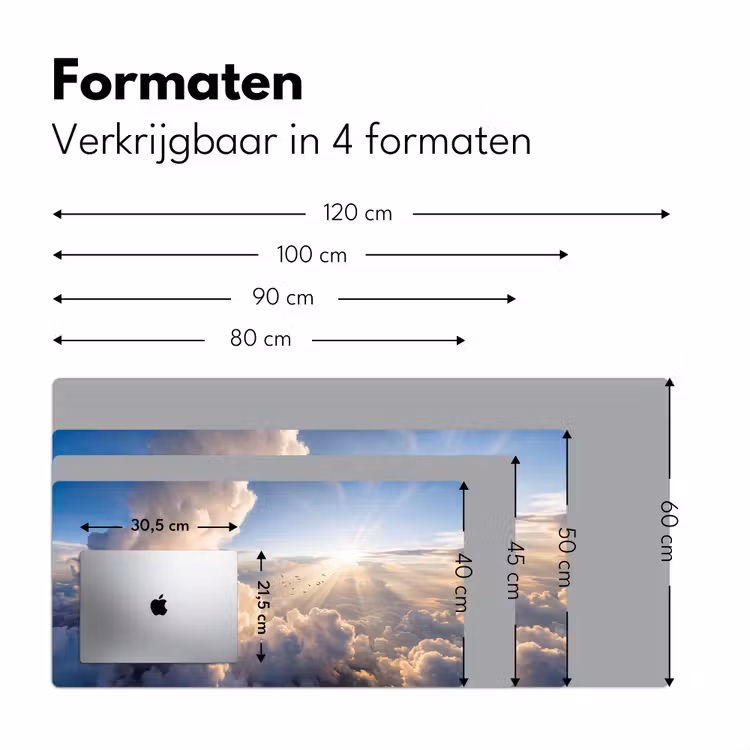 Wolken - Zonnestralen - Natuur - Wit Muismat XXL klein -sfeer5