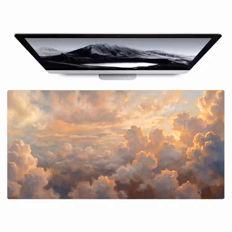 Wolken - Zonsondergang - Natuur - Abstract - Goud Muismat XXL klein -zzz3d