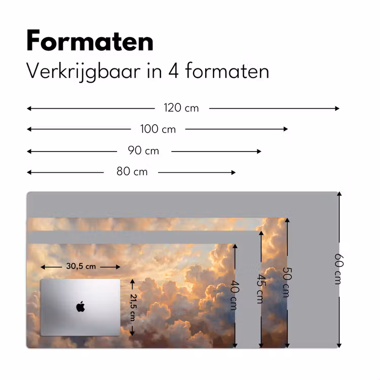 Wolken - Zonsondergang - Natuur - Abstract - Goud Muismat XXL klein -sfeer5