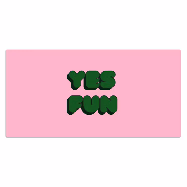 Yes fun - Groen - Roze Muismat XXL klein -3d_leeg